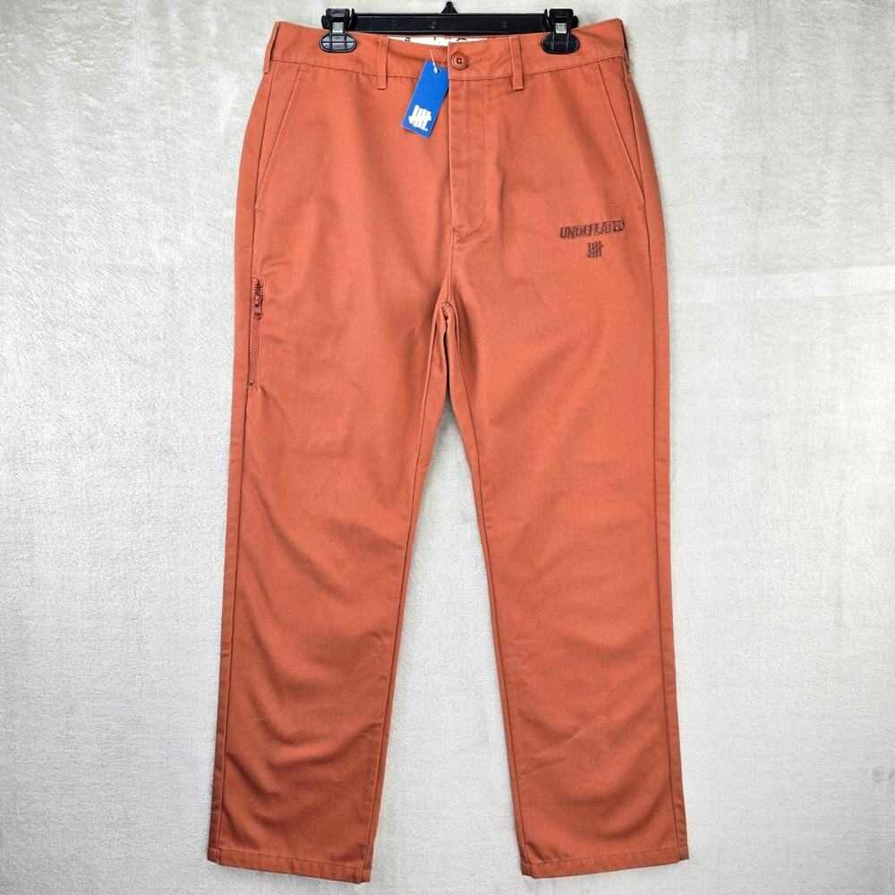 Undefeated Pants Mens 32x29 Orange Brown Chino Work Wear Cargo Streetwear New